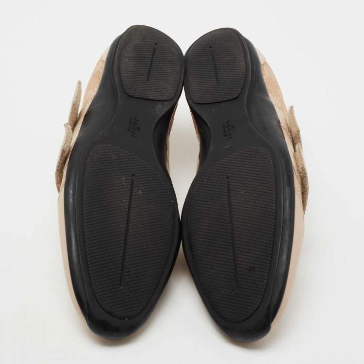 Pre Owned Gucci Beige GG Fabric And Leather Velcro Sneakers Size 41