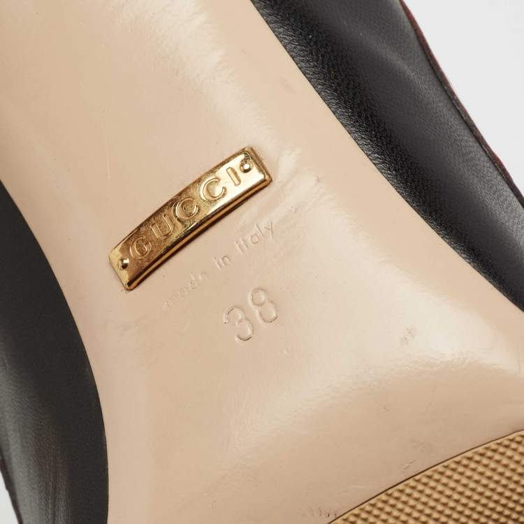 مملوكة مسبقًا Gucci Black/Red Leather Kingsnake Pumps Size 38