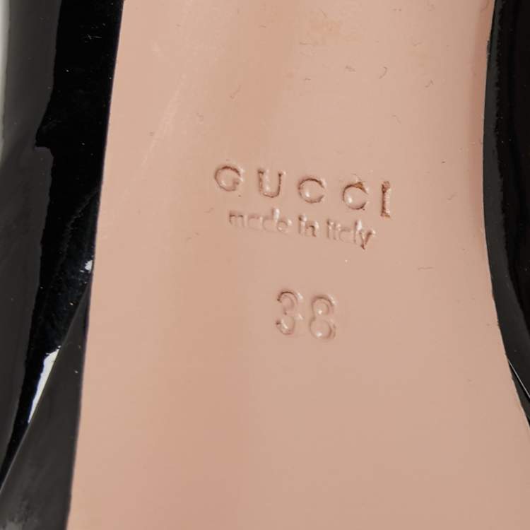Pre Owned Gucci Black Patent Leather Peep Toe Platform Pumps Size 38