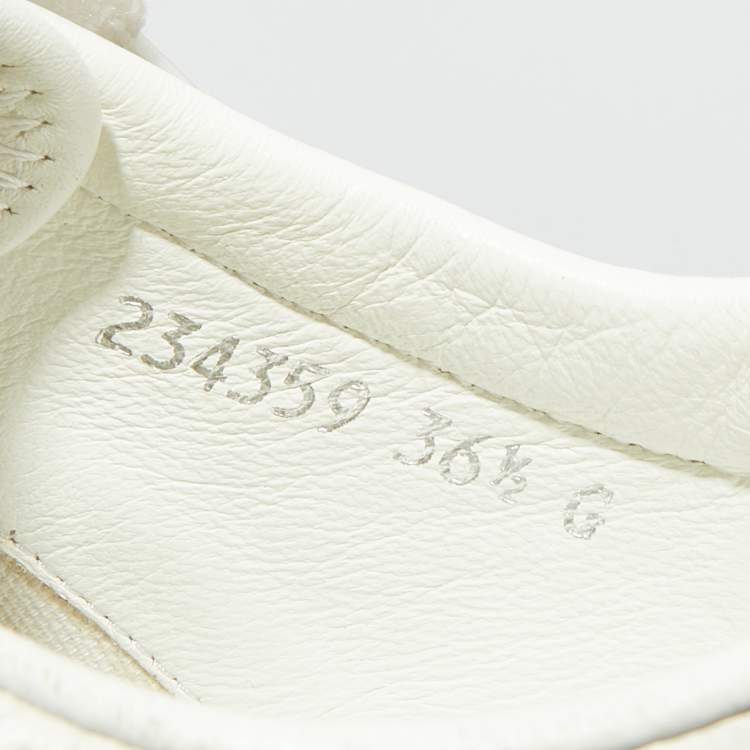 Pre Owned Gucci White Micro Guccissima Leather Web Detail Low Top Sneakers Size 36.5