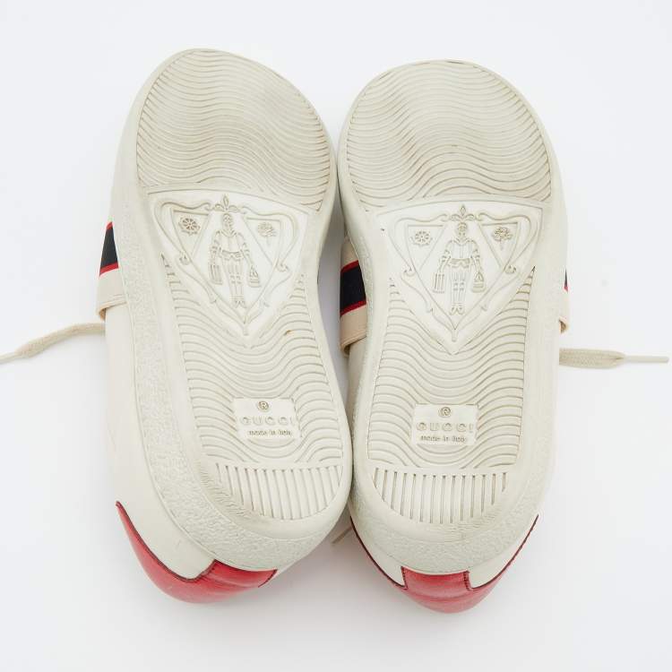 Pre Owned Gucci White/Red Leather Elastic Band Ace Low Top Sneakers Size 37