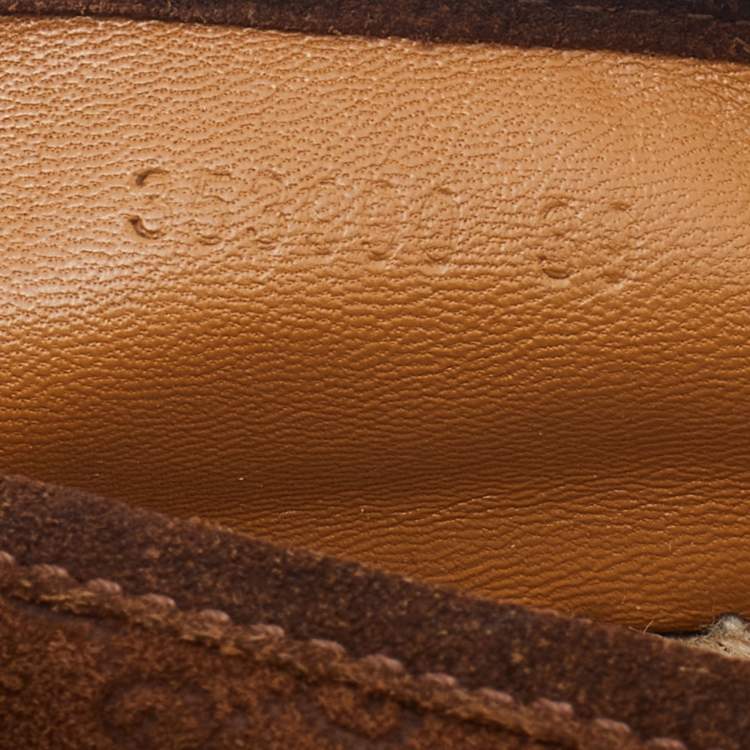 Pre Owned Gucci Brown Micro Guccissima Suede Espadrille Flats Size 39