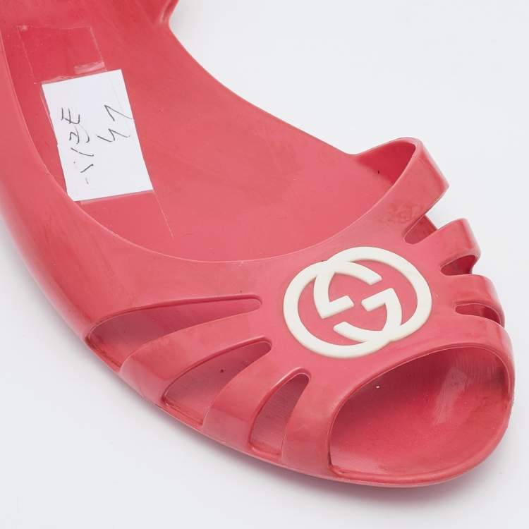 مملوكة مسبقًا Gucci Pink Jelly Interlocking GG Marola Ballet Flats Size 41