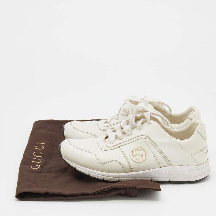 Pre Owned Gucci White Leather Interlocking G Sneakers Size 36.5