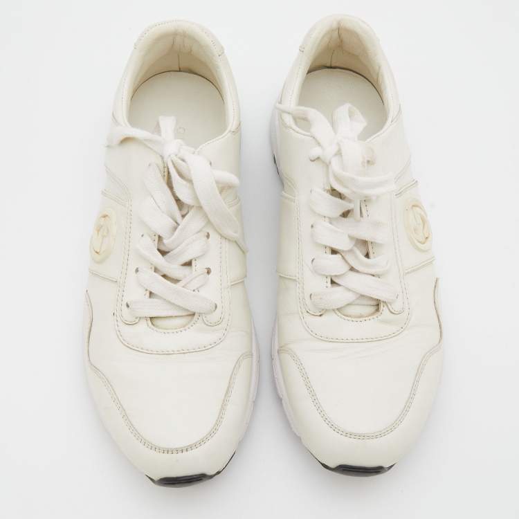 Pre Owned Gucci White Leather Interlocking G Sneakers Size 36.5