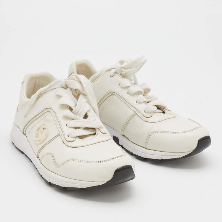 Pre Owned Gucci White Leather Interlocking G Sneakers Size 36.5