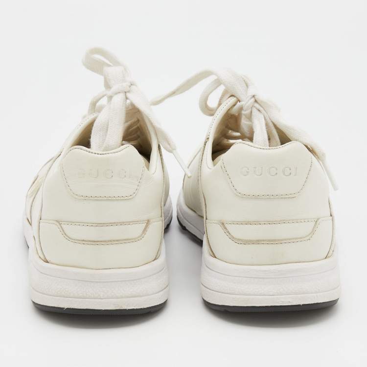 Pre Owned Gucci White Leather Interlocking G Sneakers Size 36.5