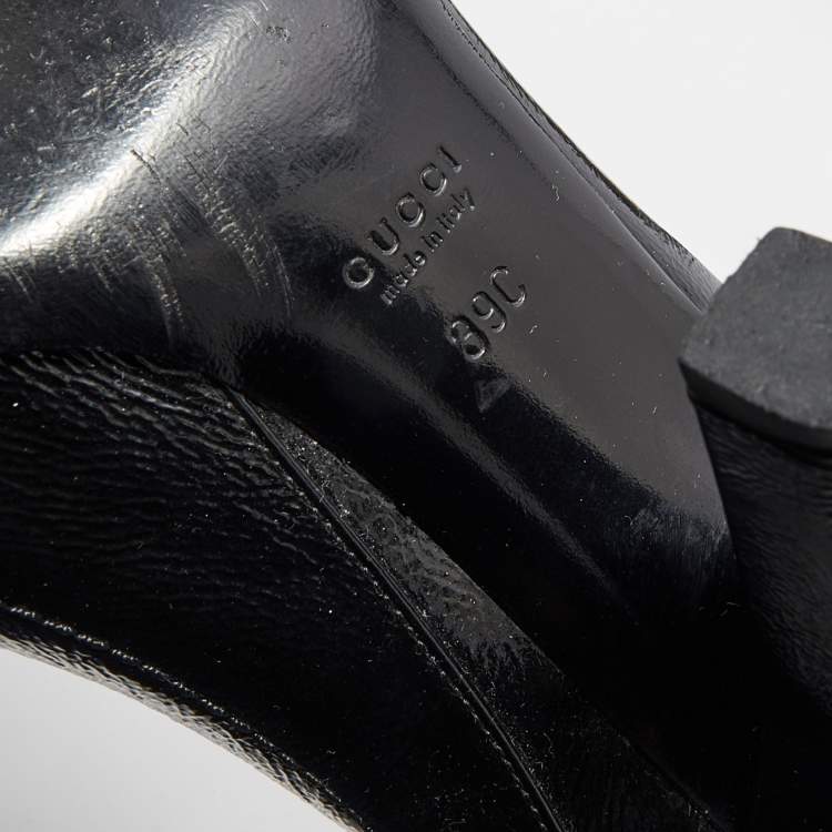 Pre Owned Gucci Black Patent Leather Hysteria Open Toe Pumps Size 39