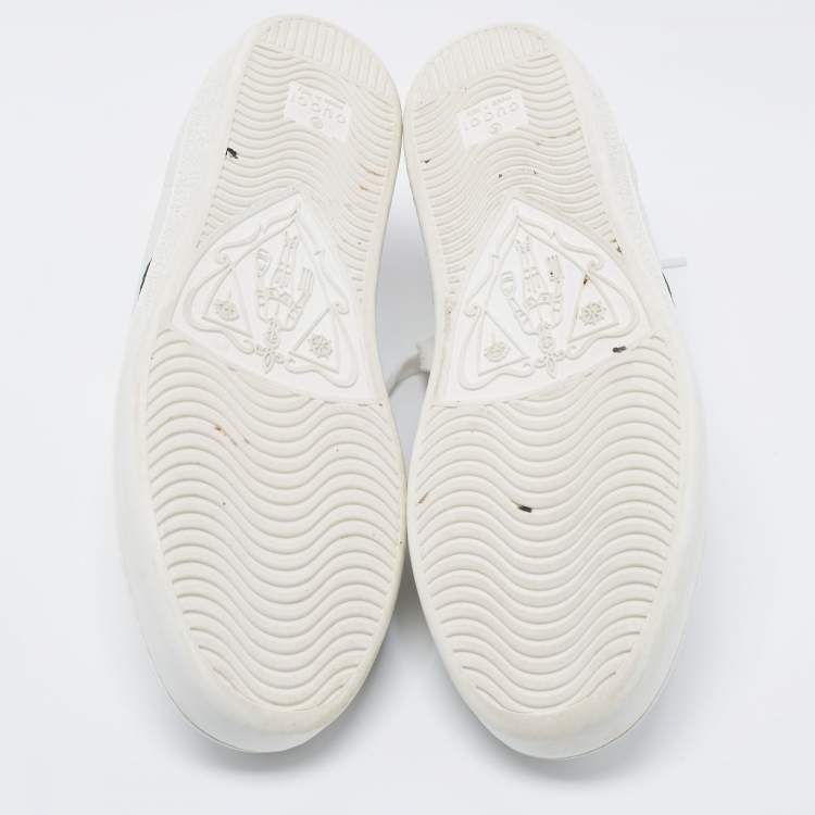 Pre Owned Gucci White Leather Bee Embroidered Ace Low Top Sneakers Size 38