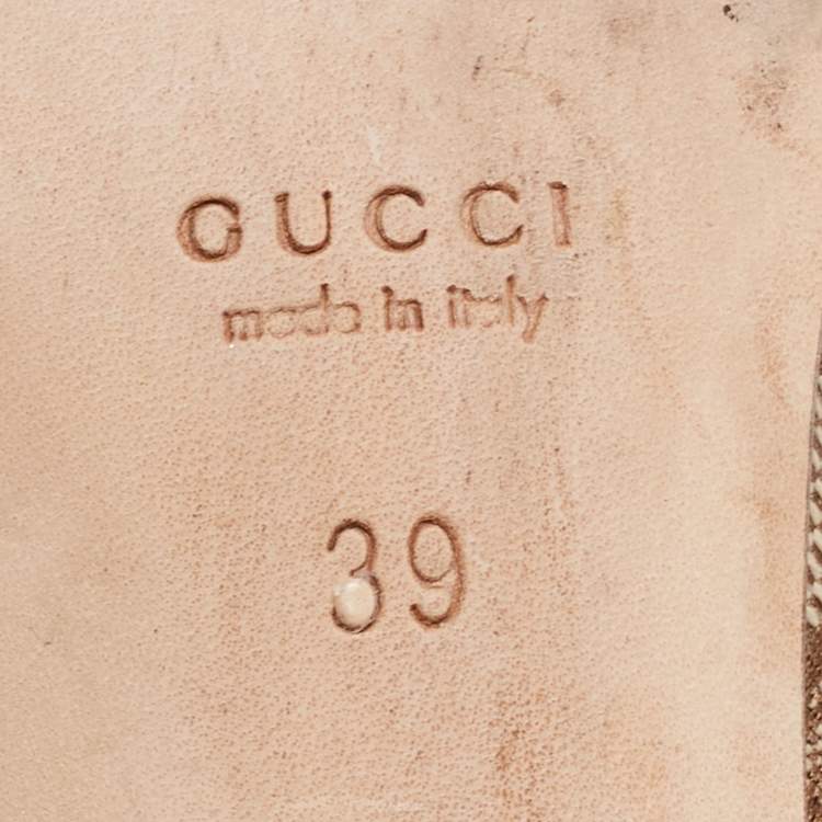 Pre Owned Gucci Beige GG Canvas and Leather Horsebit Mule Sandals Size 39