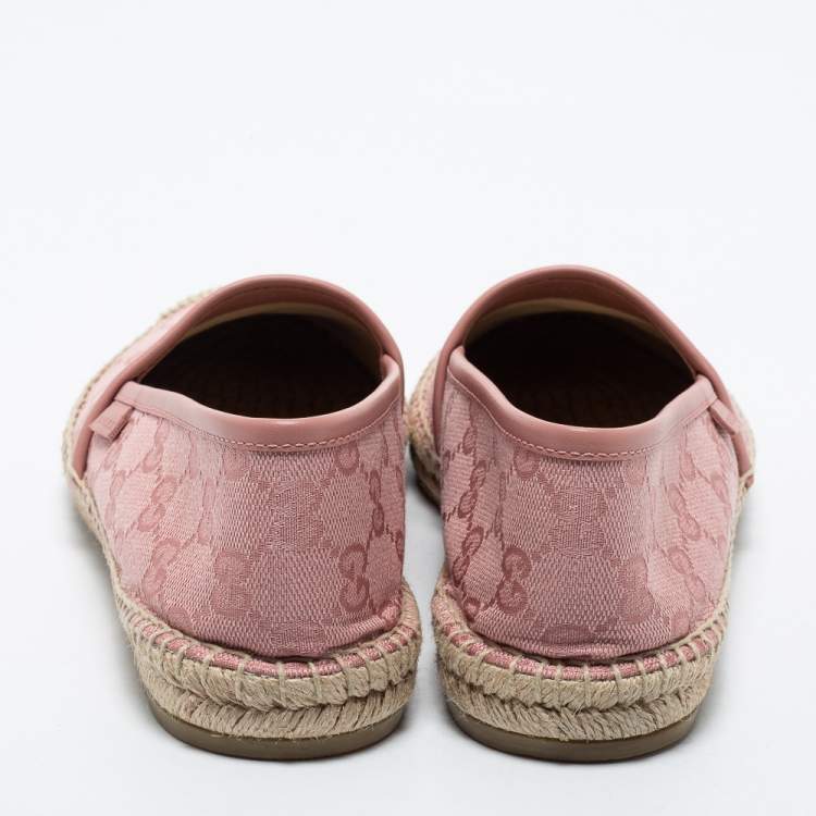 Pre Owned Gucci Pink GG Canvas  Slip On Espadrille Flats Size 38.5