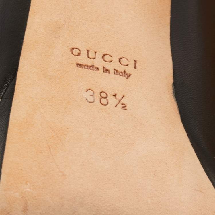 Pre Owned Gucci Black Leather Pointed Toe Pumps Size 38.5