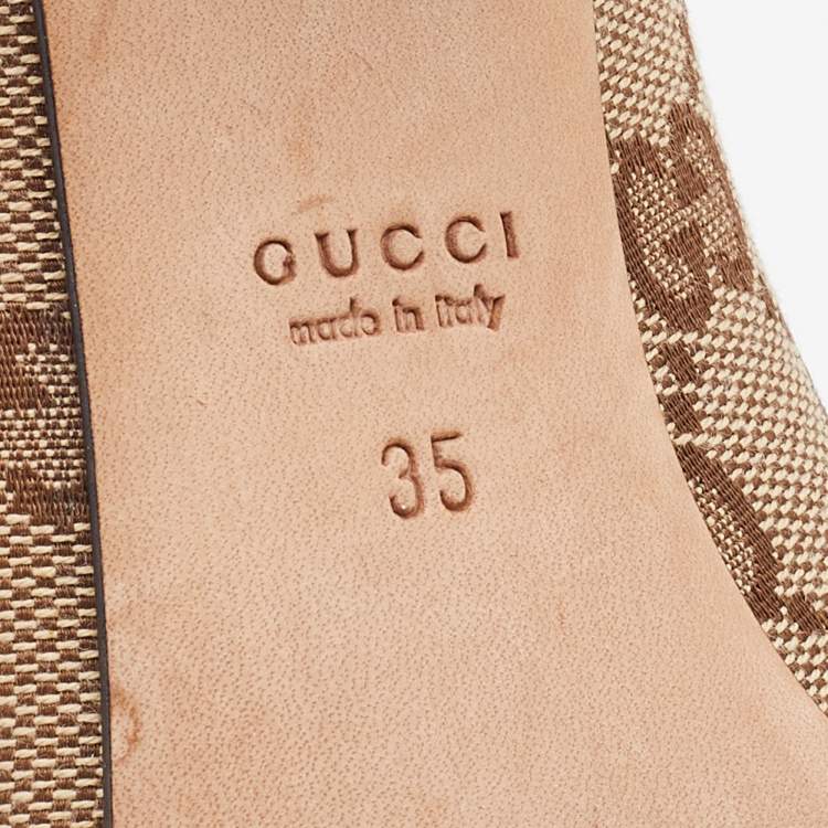 Pre Owned Gucci Beige GG Canvas G Interlocking Pumps Size 35
