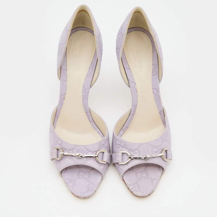 Pre Owned Gucci Lilac Guccissima Leather Horsebit D'orsay Pumps Size 36