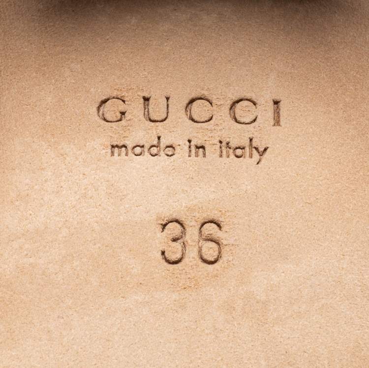 Pre Owned Gucci Beige Leather Horsebit Block Heel Pumps Size 36