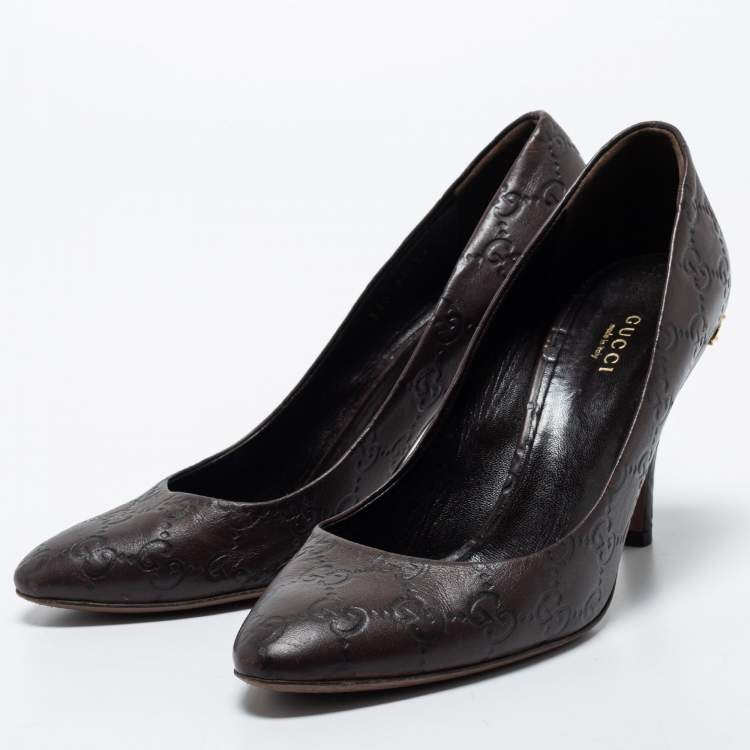 Pre Owned Gucci Brown Guccissima Leather Pumps Size 39