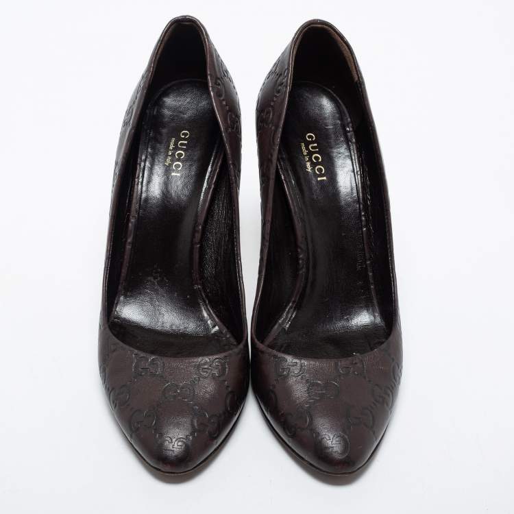 Pre Owned Gucci Brown Guccissima Leather Pumps Size 39