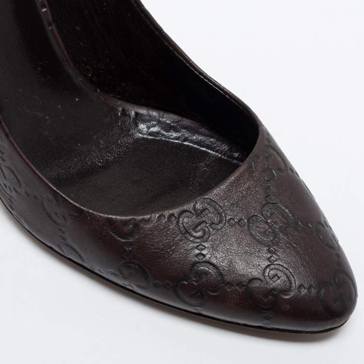 Pre Owned Gucci Brown Guccissima Leather Pumps Size 39