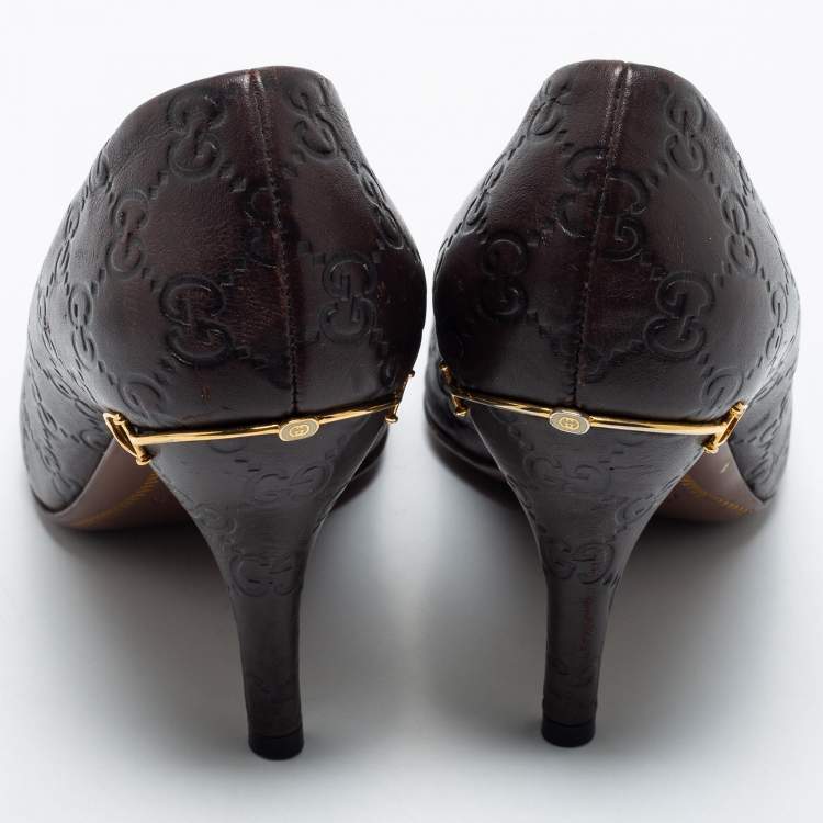 Pre Owned Gucci Brown Guccissima Leather Pumps Size 39