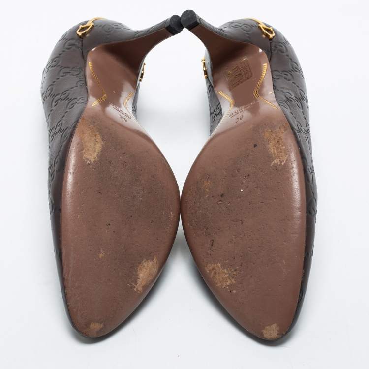 Pre Owned Gucci Brown Guccissima Leather Pumps Size 39