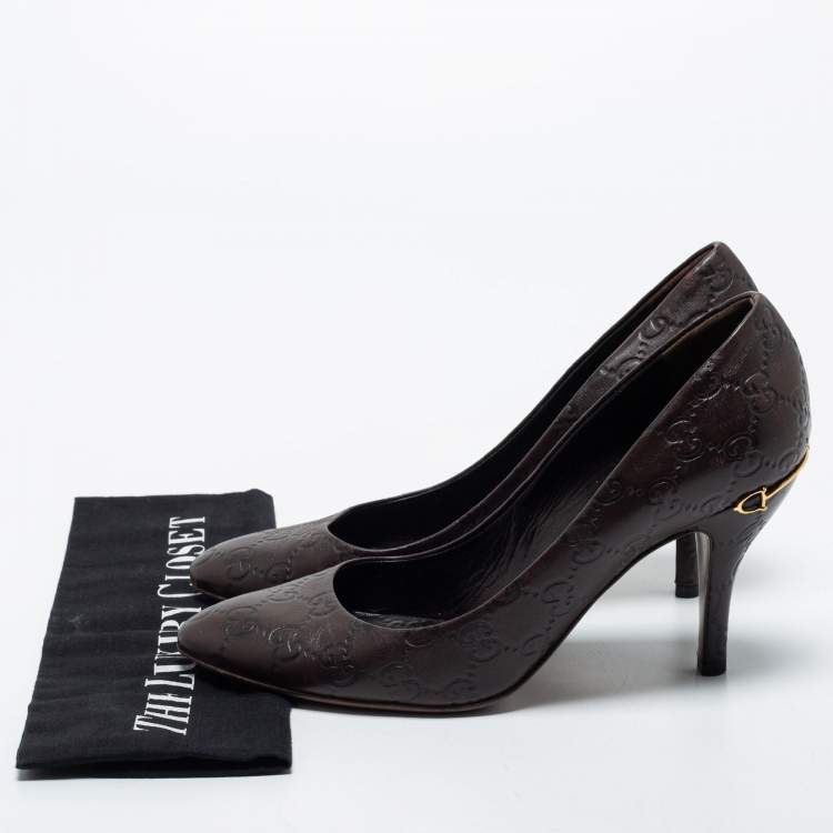 Pre Owned Gucci Brown Guccissima Leather Pumps Size 39