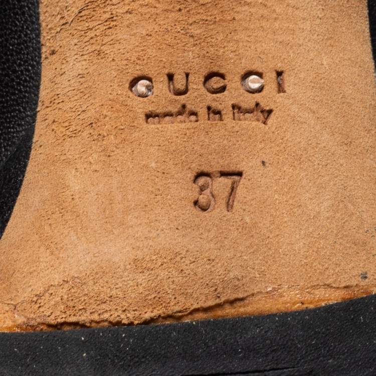 Pre Owned Gucci Black Leather Platform Pumps Size 37