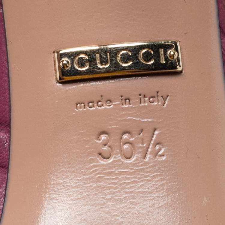 Pre Owned Gucci Plum Guccissima Leather Horsebit Peep Toe Platform Pumps Size 36.5