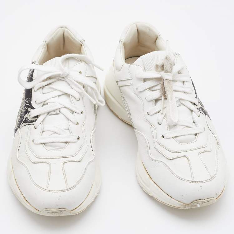 Gucci White Leather Mystic Cat Rhyton Low Top Sneakers Size 37 