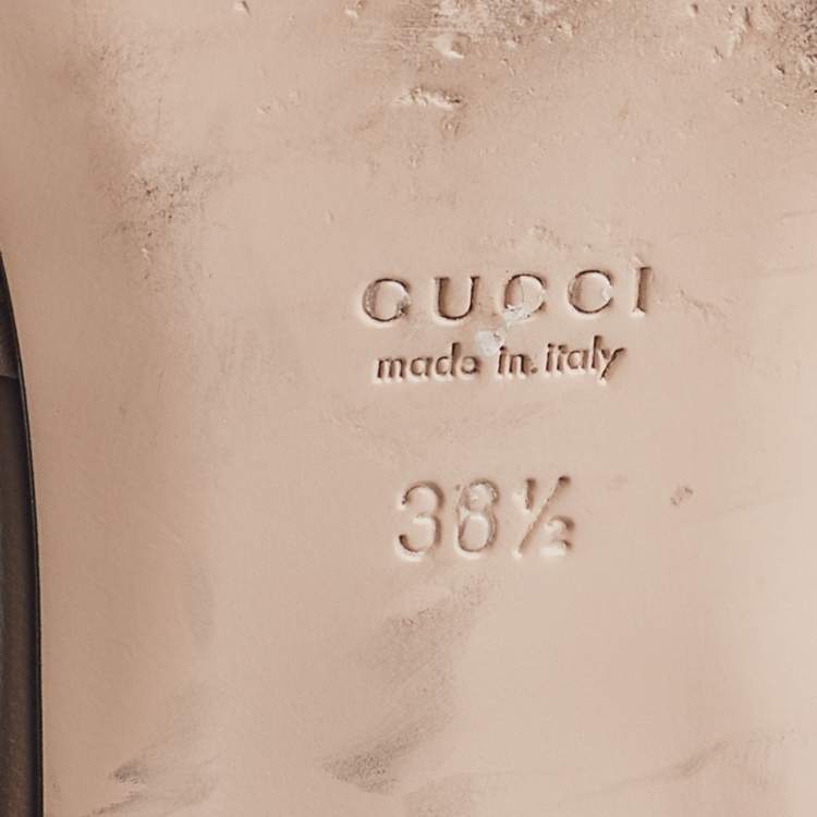 Pre Owned Gucci Light Brown Leather Horsebit Flat Slides Size 38.5