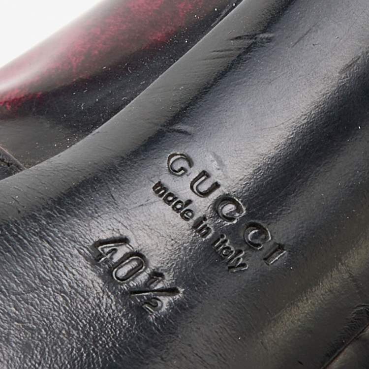 Pre Owned Gucci Black/Red Two-Tone Brogue Leather Platform Pumps Size 40.5