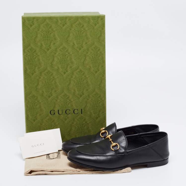 Pre Owned Gucci Black Leather Brixton Horsebit Slip On Loafers Size 35.5