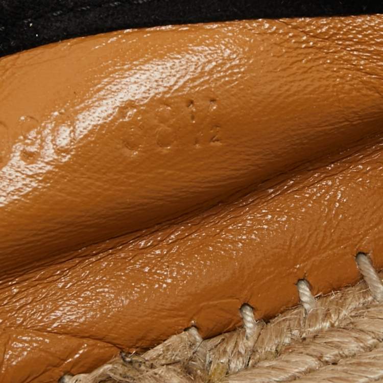Pre Owned Gucci Black Guccissima Suede Pilar Espadrille Flats Size 38.5