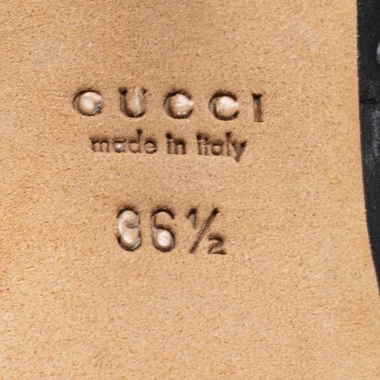 Pre Owned Gucci Black Guccissima Leather Horsebit Peep Toe Pumps Size 36.5