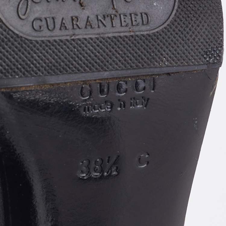 Pre Owned Gucci Black/White Leather Pointed Toe Mules Size 38.5