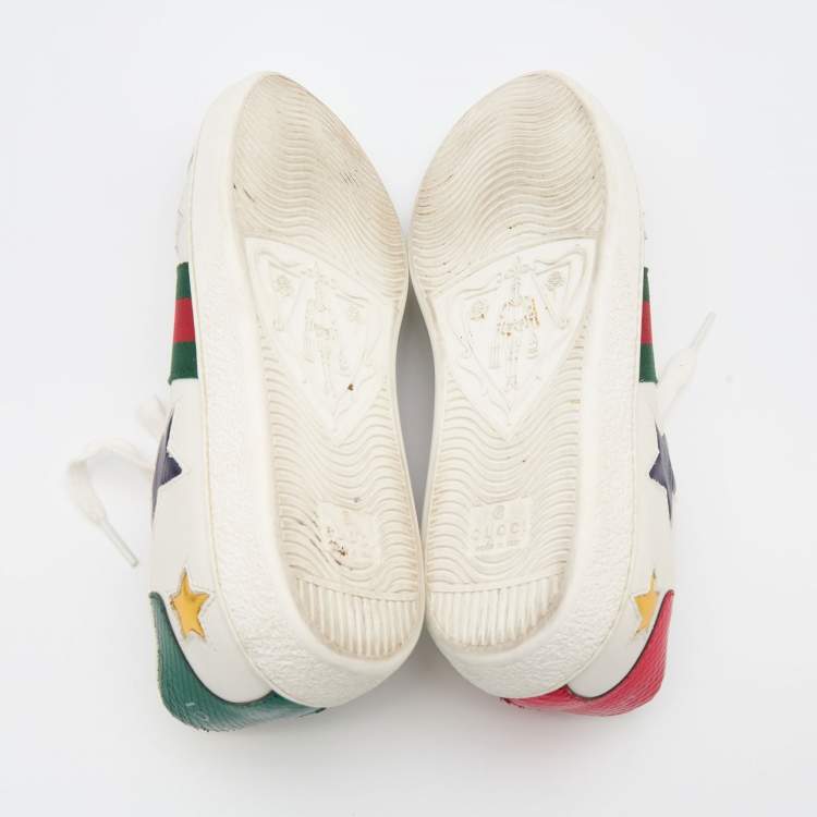مملوكة مسبقًا Gucci White Leather Metallic Stars Ace Low Top Sneakers Size 36