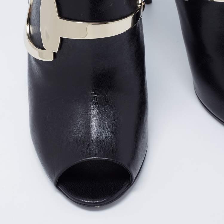 Pre Owned Gucci Black Leather Horsebit Roony Booties Size 39 