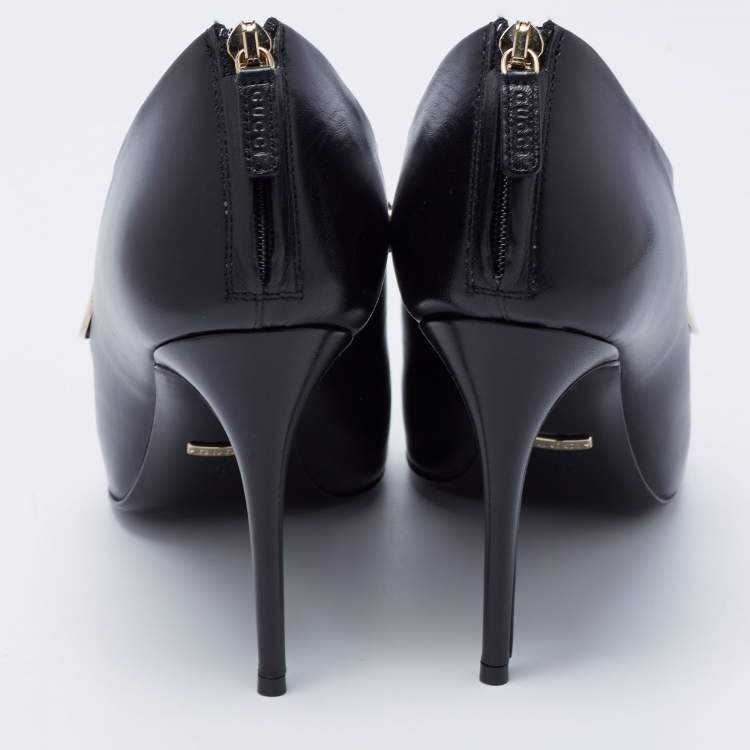 Pre Owned Gucci Black Leather Horsebit Roony Booties Size 39 