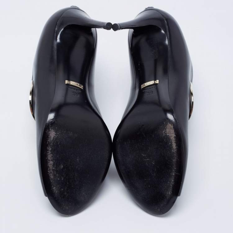 Pre Owned Gucci Black Leather Horsebit Roony Booties Size 39 