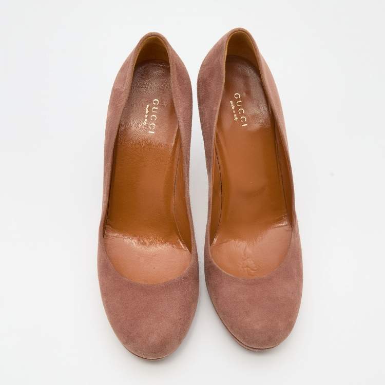 Pre Owned Gucci Pink Suede Round Toe Pumps Size 40