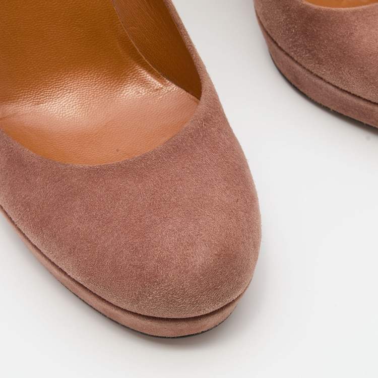 Pre Owned Gucci Pink Suede Round Toe Pumps Size 40