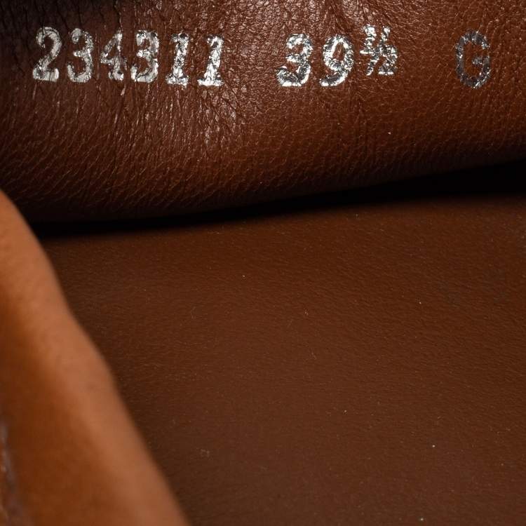 Pre Owned Gucci Brown Leather Bamboo Horsebit Slip on Loafers Size 39.5