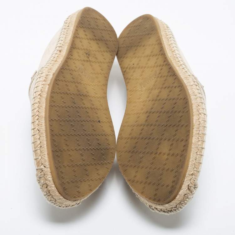 Pre Owned Gucci Cream GG Canvas Espadrilles Flats Size 37.5