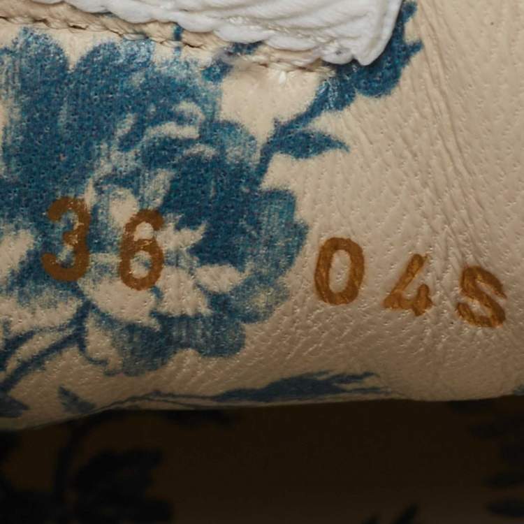 Pre Owned Gucci Cream Leather Rhyton Glitter Logo Sneakers Size 36