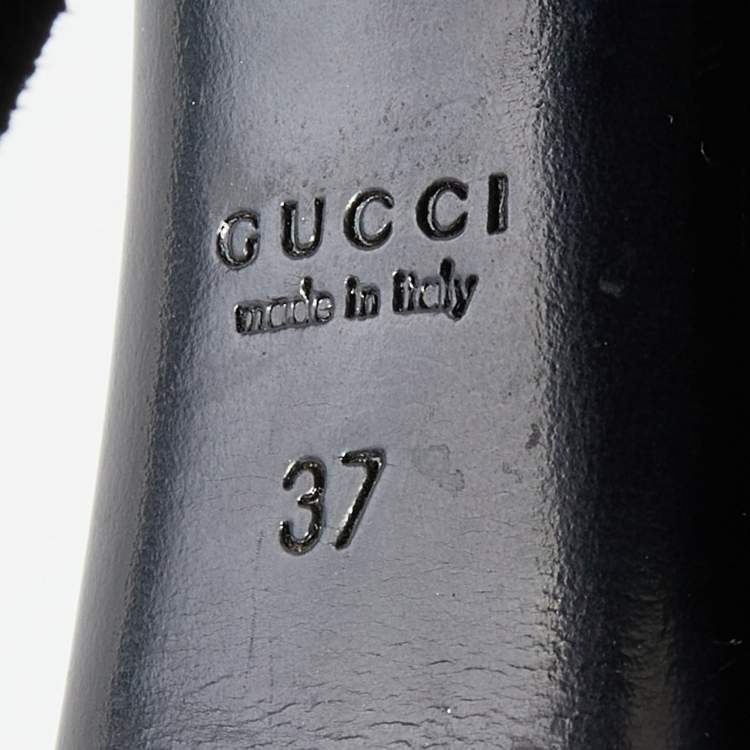 Pre Owned Gucci Black Suede Platform Ankle Strap Sandals Size 37