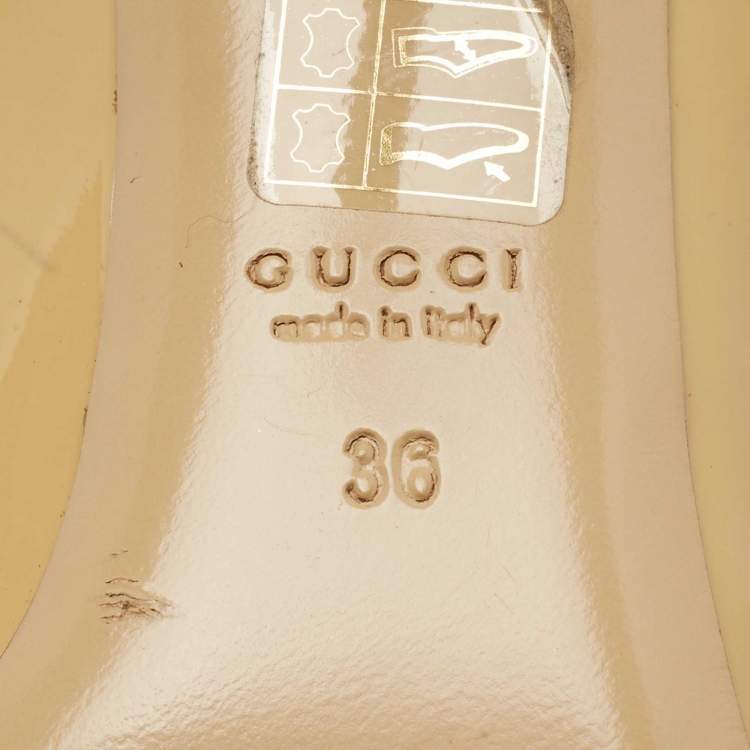 Pre Owned Gucci Beige Patent Leather Pointed Toe Pumps Size 36