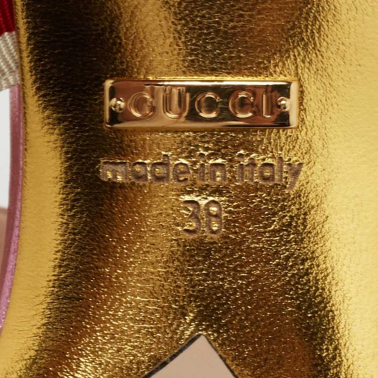 Pre Owned Gucci Metallic Pink Studded Leather Unia Mary Jane Pumps Size 38