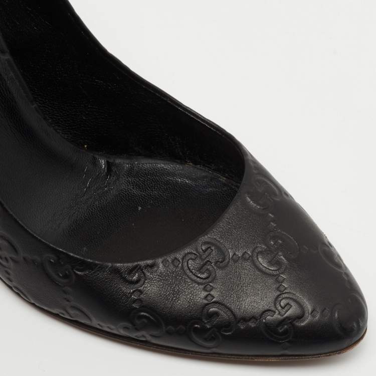 Pre Owned Gucci Black Guccissima Leather Pumps Size 39