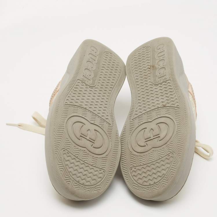 Pre Owned Gucci Multicolor Leather and Canvas Chunky B Sneakers Size 40