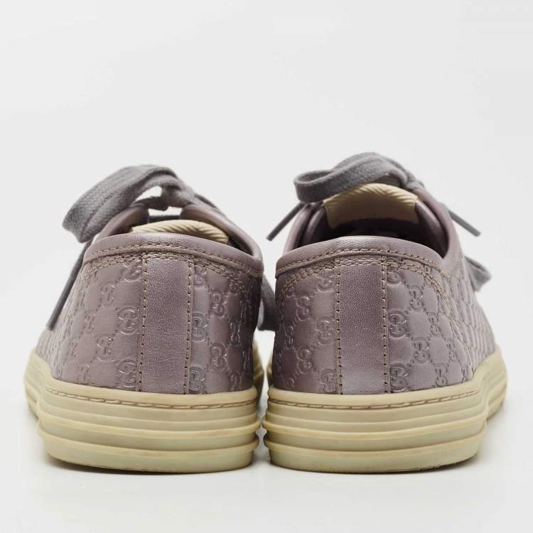 Pre Owned Gucci Metallic Light Purple Guccissima Leather Low Top Sneakers Size 35.5