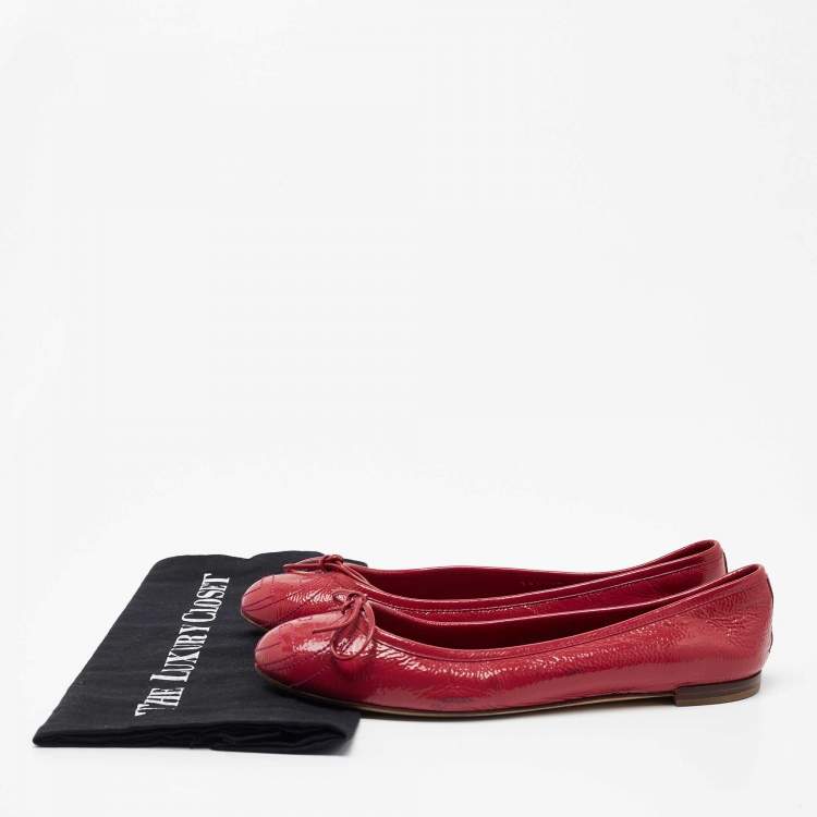 Pre Owned Gucci Pink Patent Leather Ballet Flats Size 37